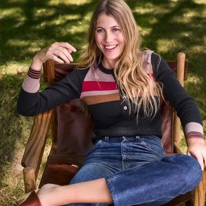 NWT Faherty Mikki Henley Sweater Top Womens Size Medium Long Sleeve